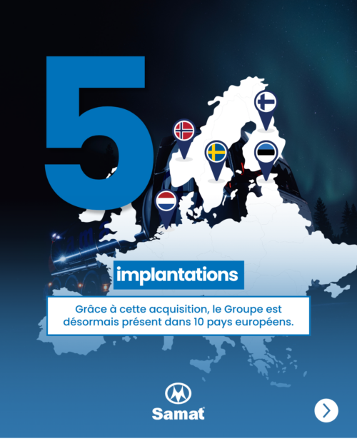 Carte des implantations Samat Nordic en Europe du Nord