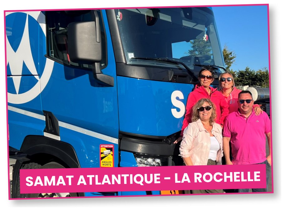 Samat Atlantique team in La Rochelle in front of a Samat truck during the awareness day